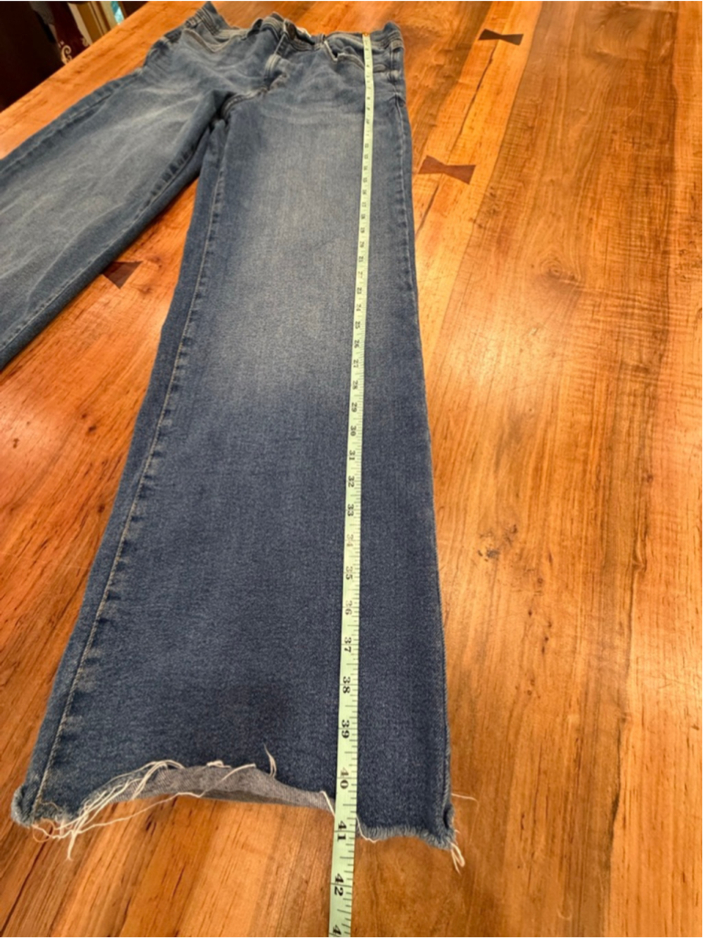 Kensie Jeans The Kaya High Rise Wide Leg Raw Hem Blue Denim Stretch Size 10 / 30 - Picture 8 of 10